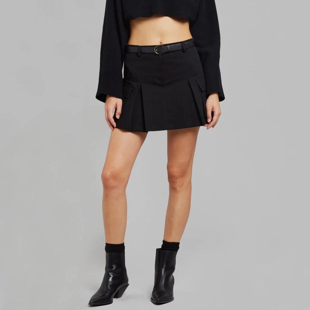 The Frankie Shop Audrey Pleated Cotton-Twill Cargo Flap Pocket Mini Skirt Size M